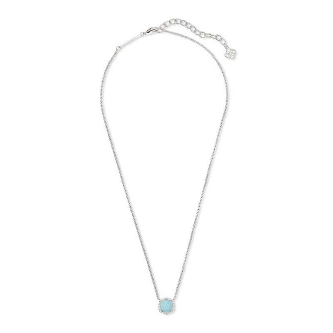Kendra Scott Davie Silver Tone Pendant Necklace in Light Blue Magnesite