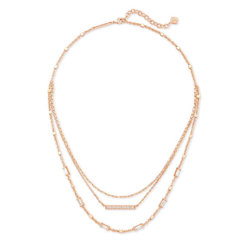 Kendra Scott Triple Strand Necklace in Rose Gold Tone