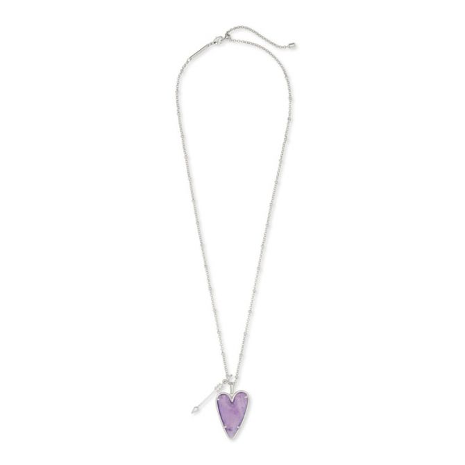 Kendra Scott Ansley Heart Silver Tone Long Pendant Necklace in