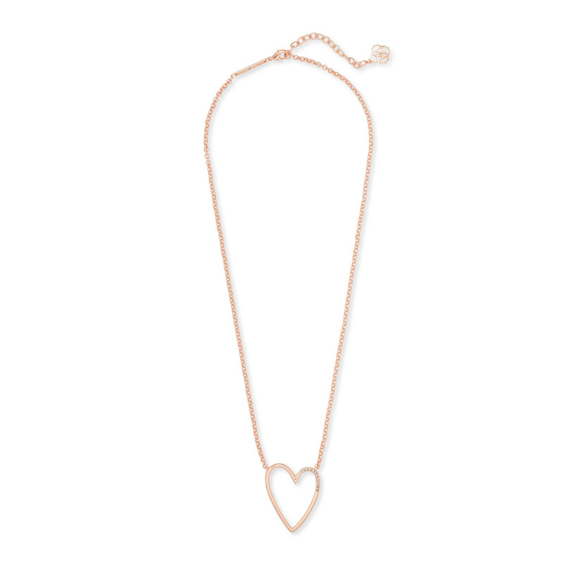 Kendra Scott Ansley Heart Pendant Necklace in Rose Gold Tone