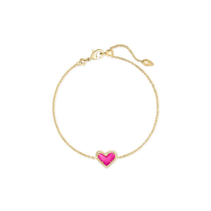 Kendra Scott Ari Heart Gold Tone Chain Bracelet in Magenta Magnesite