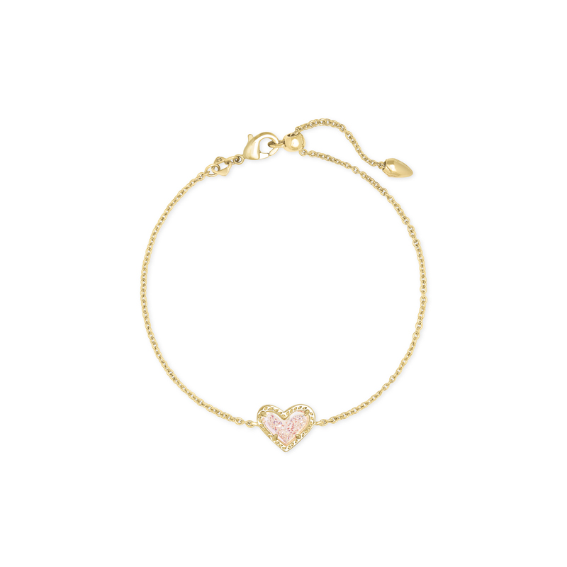 Kendra Scott Ari Heart Gold Tone Chain Bracelet in Iridescent Drusy