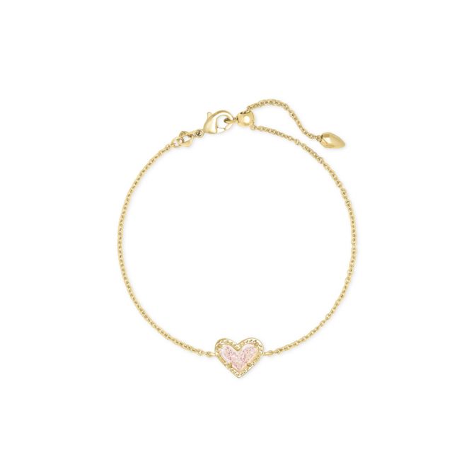 Kendra Scott Ari Heart Gold Tone Chain Bracelet in Iridescent Drusy
