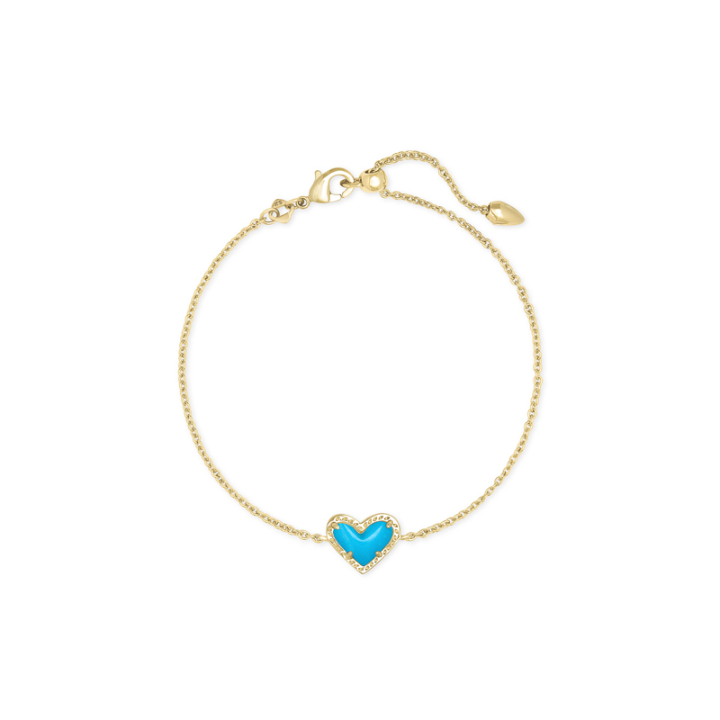 Kendra Scott Ari Heart Gold Tone Chain Bracelet in Turquoise