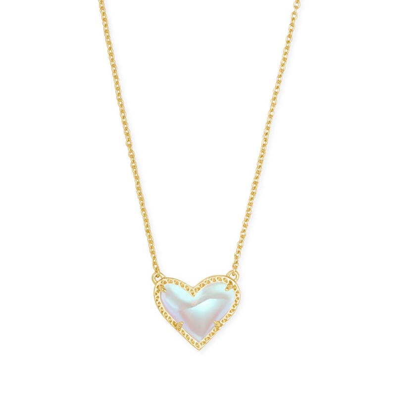 Kendra Scott Ari Heart Gold Pendant Necklace in Dichroic Glass