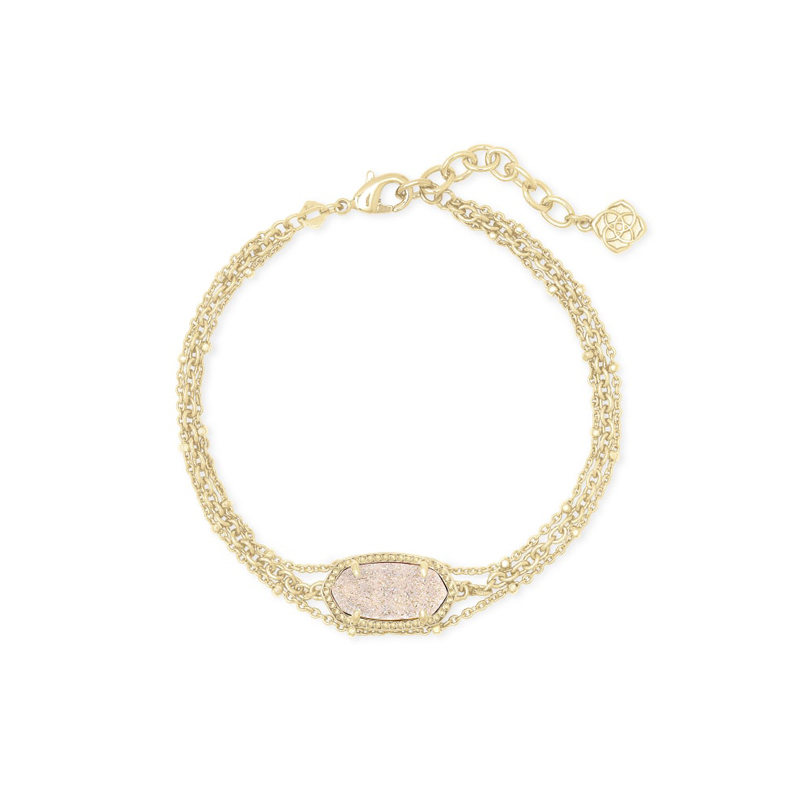 Kendra Scott Elaina Gold Tone Multi Strand Bracelet in Iridescent Drusy