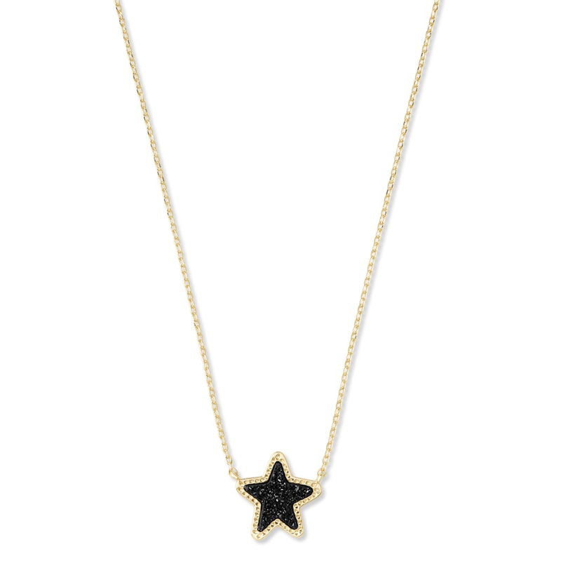 Kendra Scott Jae Star Gold Tone Pendant Necklace in Black Drusy