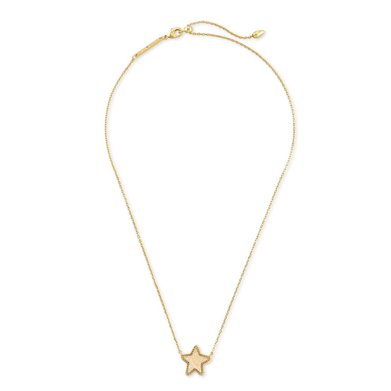 Kendra Scott Jae Star Gold Tone Pendant Necklace in Iridesent Drusy