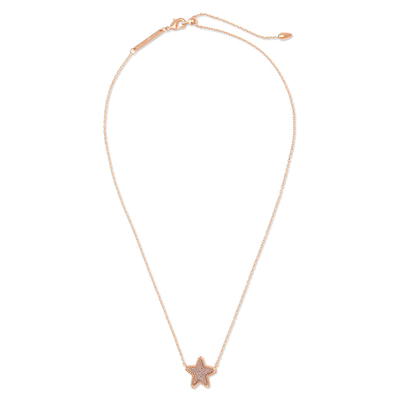 Kendra Scott Jae Star Rose Gold Tone Pendant Necklace in Rose Gold Tone Drusy