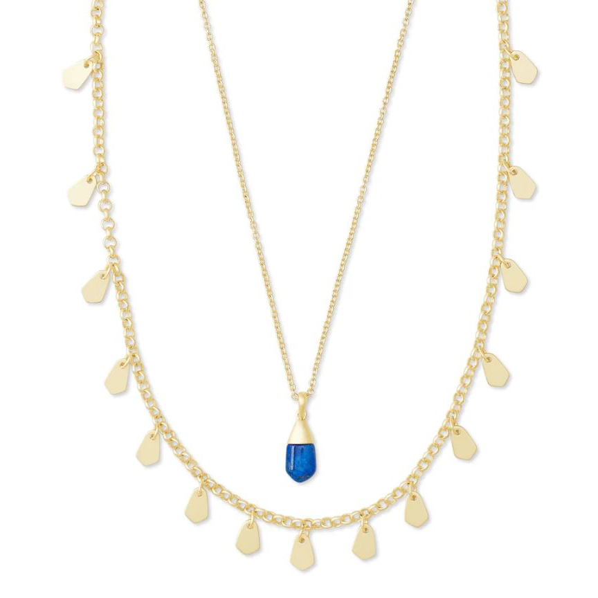 Kendra Scott Freida Gold Tone Multi-Strand Necklace in Cobalt Howlite