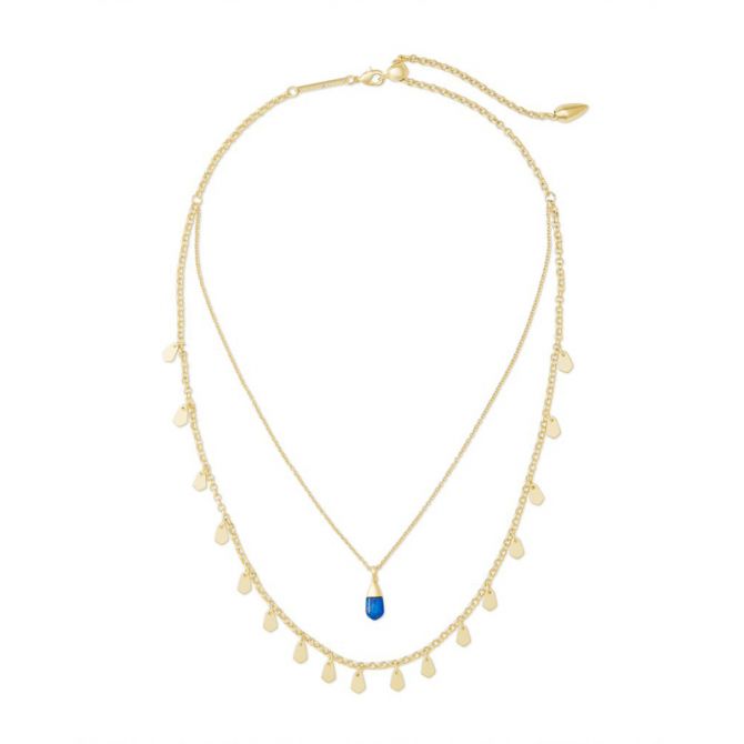 Kendra Scott Freida Gold Tone Multi-Strand Necklace in Cobalt Howlite