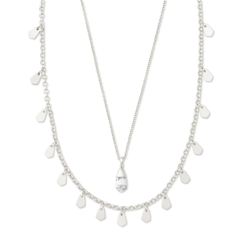 Kendra Scott Freida Silver Tone Multi-Strand Necklace in White Howlite