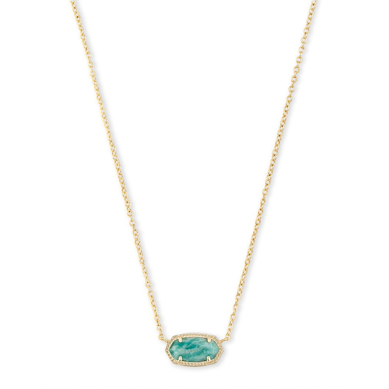 Kendra Scott Elisa Gold Tone Pendant Necklace in Dark Teal Amazonite