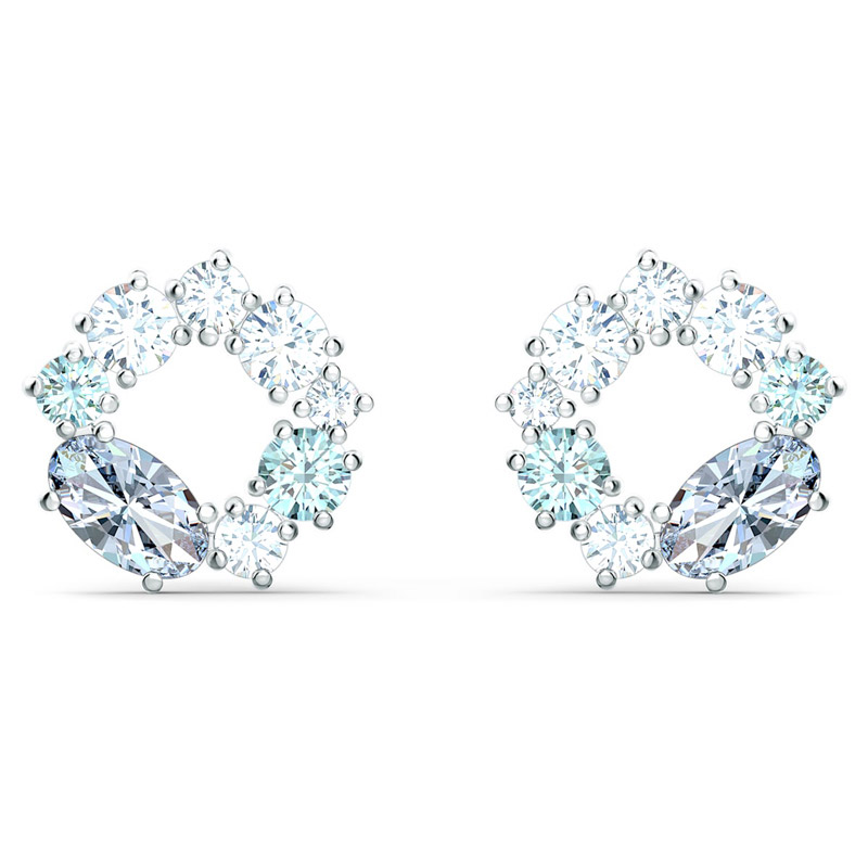 Swarovski Attract Circle Stud Pierced Earrings, Multicolored and Silver Tone