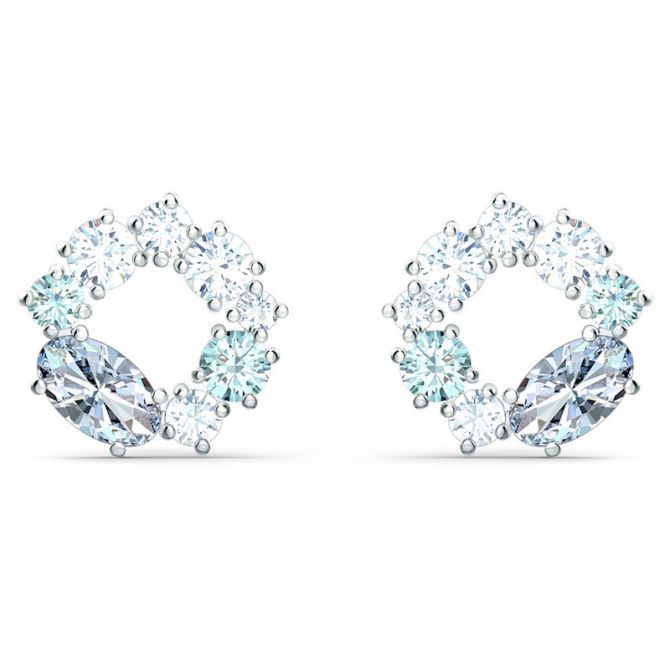 Swarovski Attract Circle Stud Pierced Earrings, Multicolored and Silver Tone