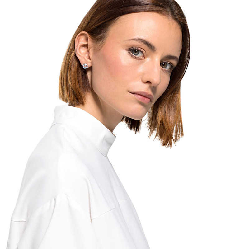 Swarovski Attract Circle Stud Pierced Earrings, Multicolored and Silver Tone