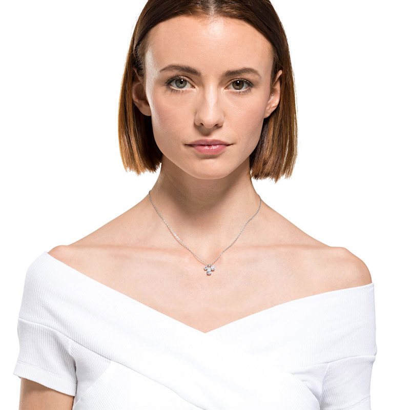 Swarovski Attract Cluster Pendant, White and Silver Plated