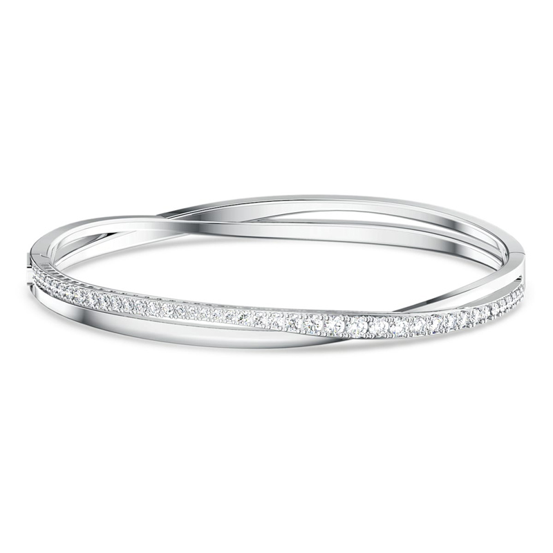 Swarovski Twist Rows Bracelet, White and Silver Tone