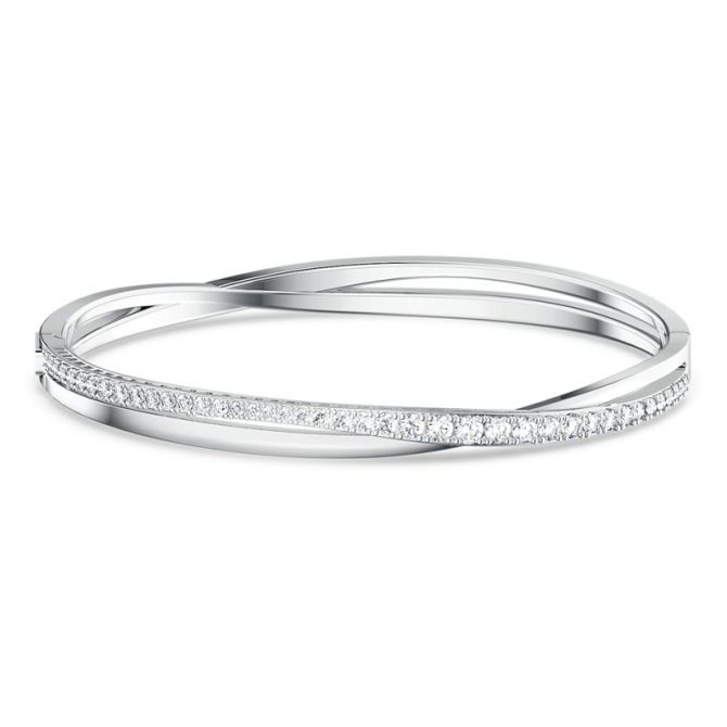 Swarovski Twist Rows Bracelet, White and Silver Tone