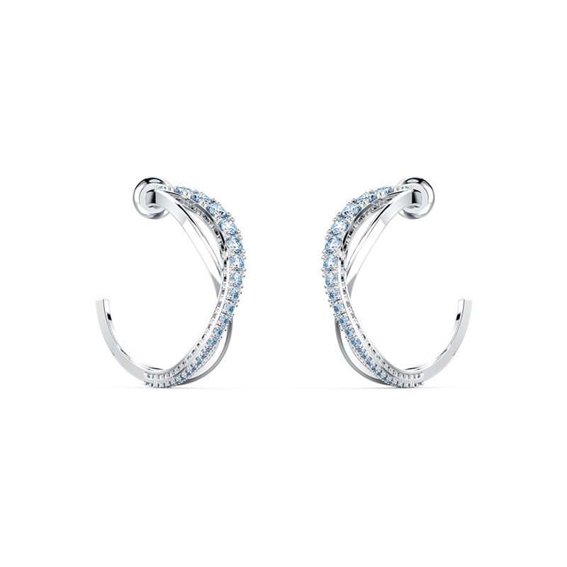 Swarovski Twist Hoop Pierced Earrings, Blue and Silver Tone
