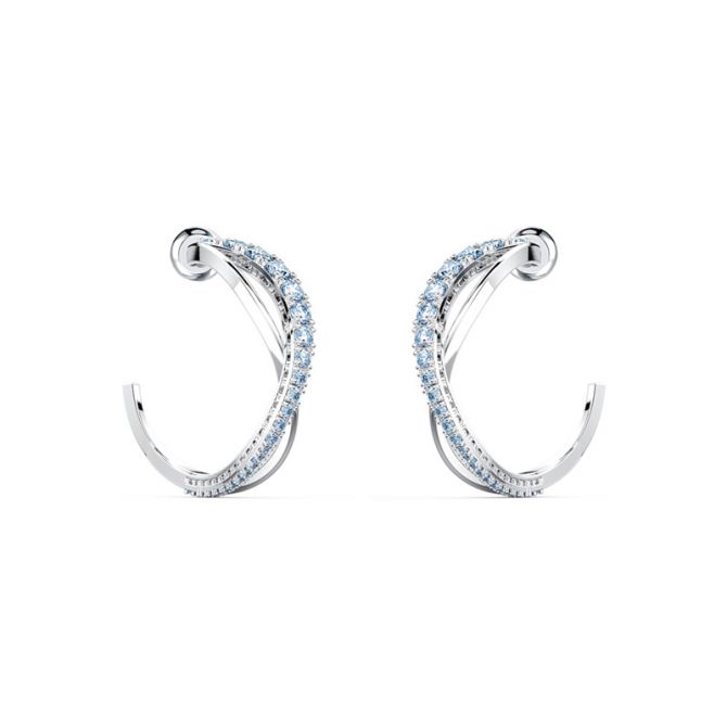 Swarovski Twist Hoop Pierced Earrings, Blue and Silver Tone