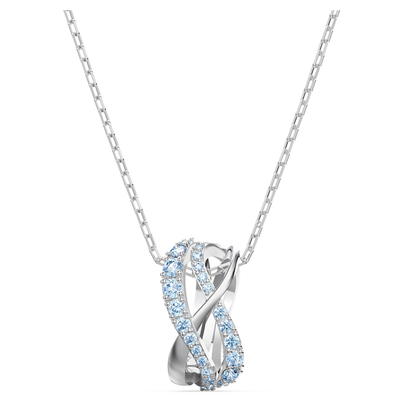 Swarovski Twist Rows Pendant, Blue and Silver Tone