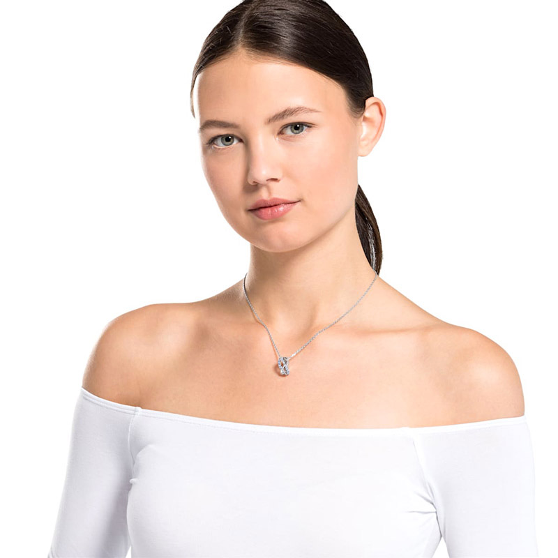 Swarovski Twist Rows Pendant, Blue and Silver Tone