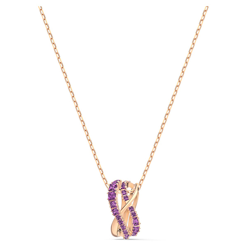 Swarovski Twist Rows Pendant, Purple and Rose Gold Tone
