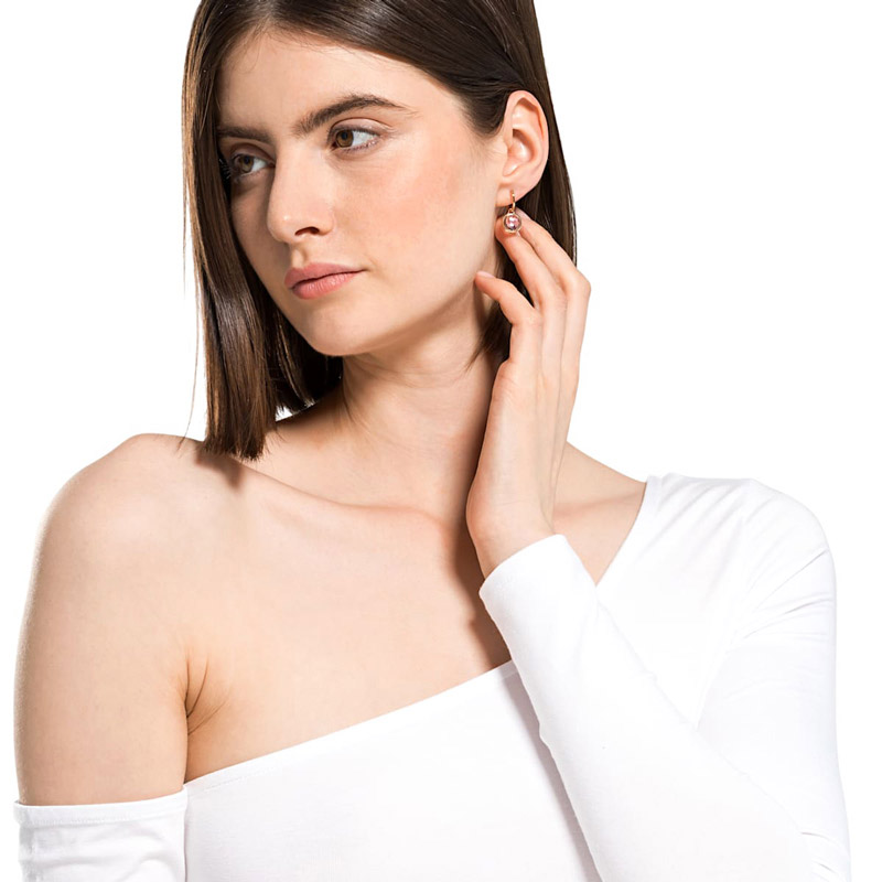 Swarovski Tahlia Mini Hoop Pierced Earrings, Pink and Rose Gold Tone