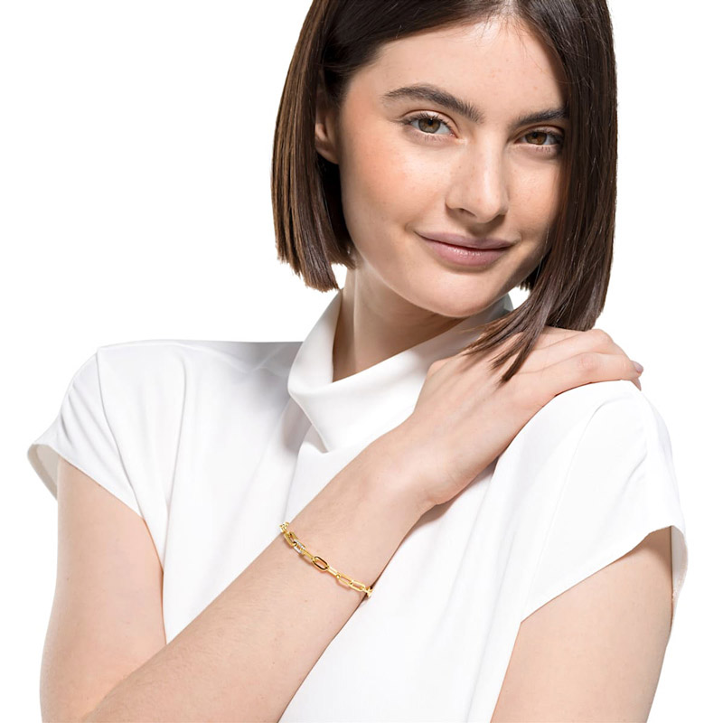 Swarovski The Elements Chain Bracelet, White and Gold Tone