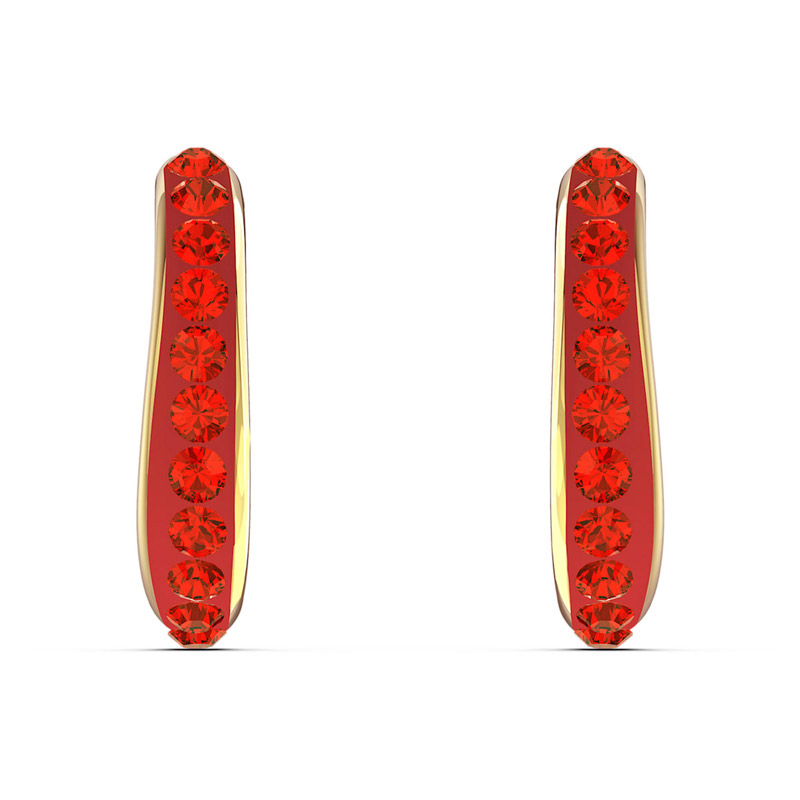 Swarovski The Elements Hoop Pierced Earrings, Red and Gold Tone