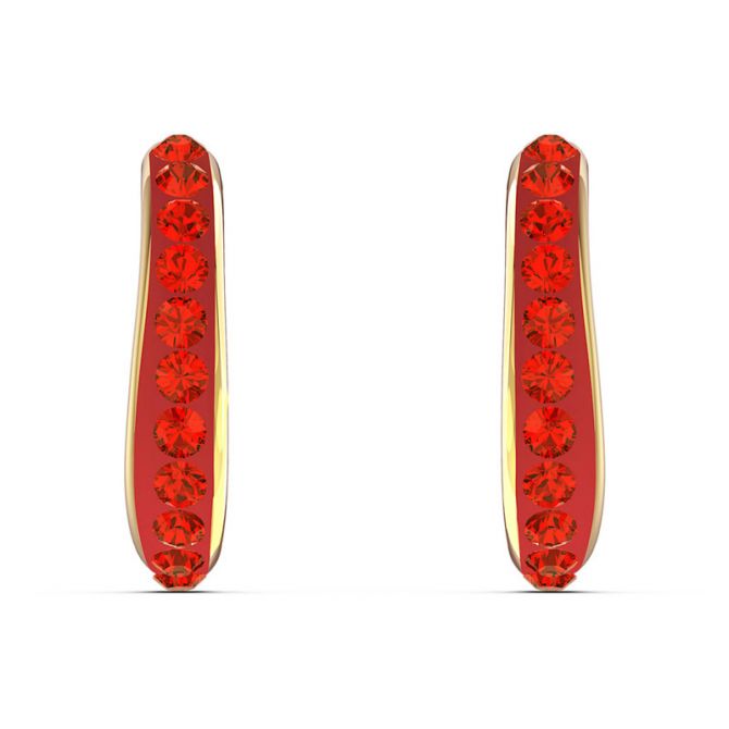 Swarovski The Elements Hoop Pierced Earrings, Red and Gold Tone