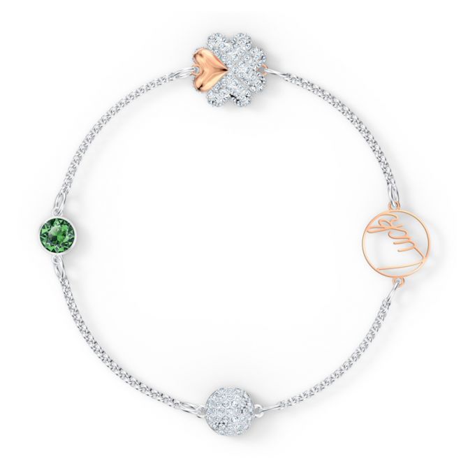 Swarovski  Remix Collection Clover Strand Bracelet, Green and Mixed Metal Tone