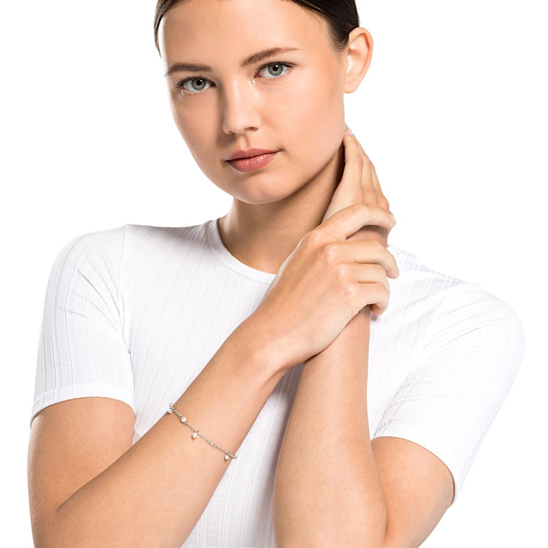 Swarovski Remix Collection Delicate Pearl Strand Bracelet, White and Silver Tone