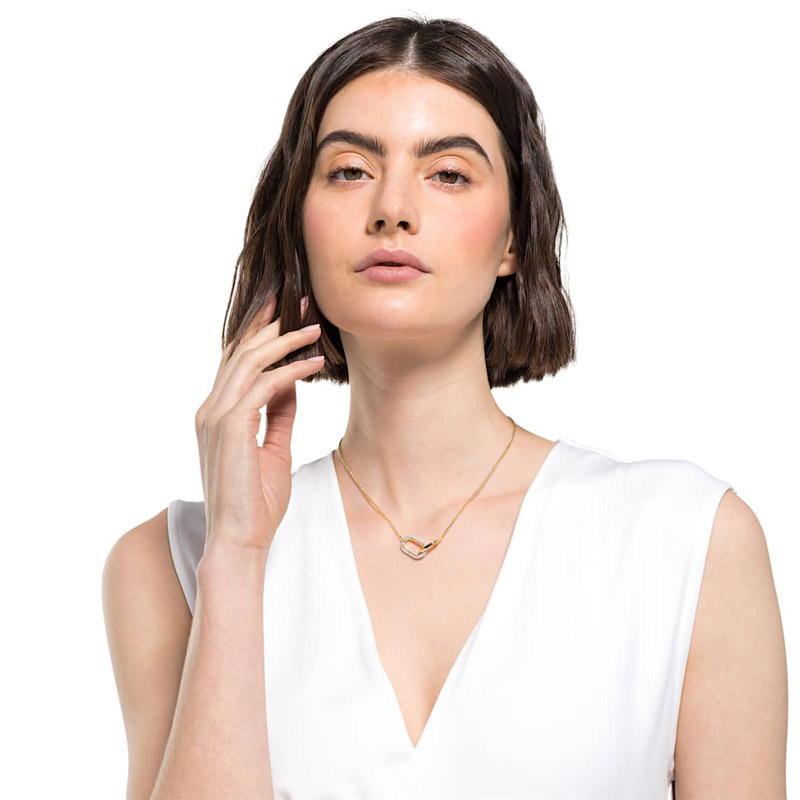 Swarovski Medium Time Necklace, White and Mixed Metal Tone