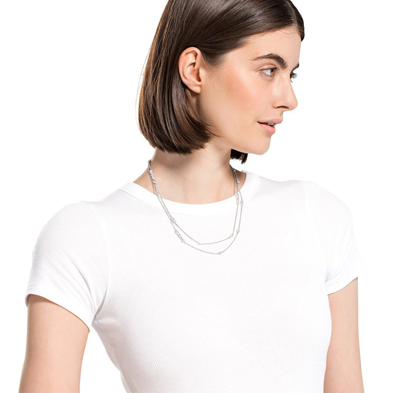 Swarovski Tennis Deluxe Mixed Standage, White and Silver Tone