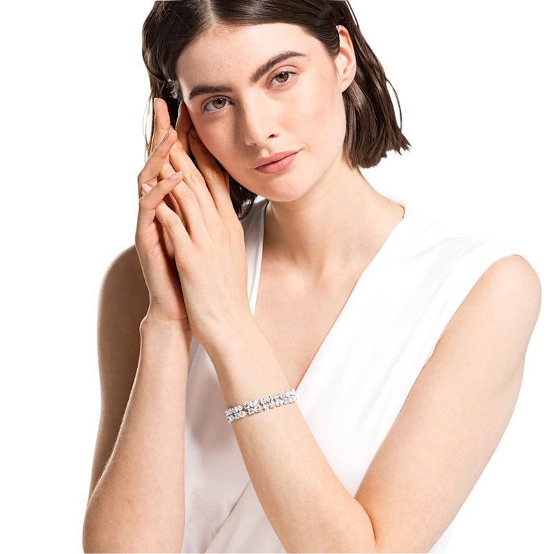 Swarovski Tennis Deluxe Mixed Bracelet, White and Silver Tone