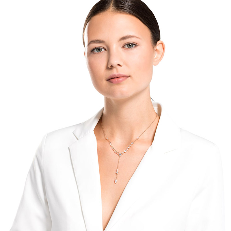 Swarovski Attract Necklace, White and Rose Gold Tone