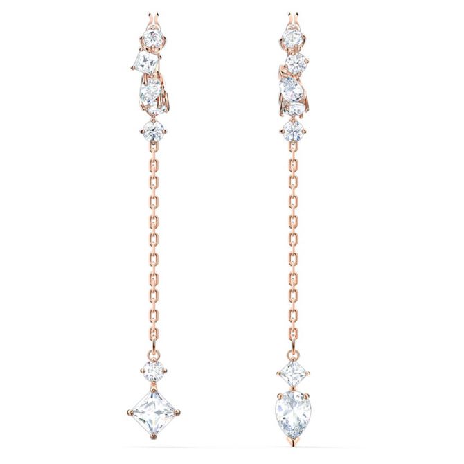 Swarovski Attract Pierced Earrings, White and Rose Gold Tone