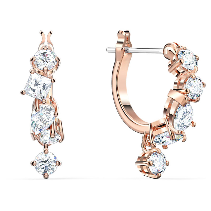 Swarovski Attract Pierced Earrings, White and Rose Gold Tone