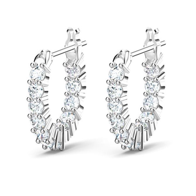 Swarovski Vittore Mini Hoop Pierced Earrings, White and Silver Tone
