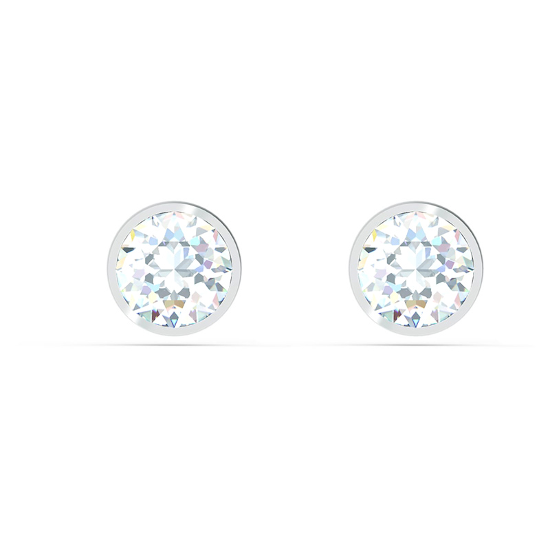 Swarovski Tennis Stud Pierced Earrings, White and Silver Tone