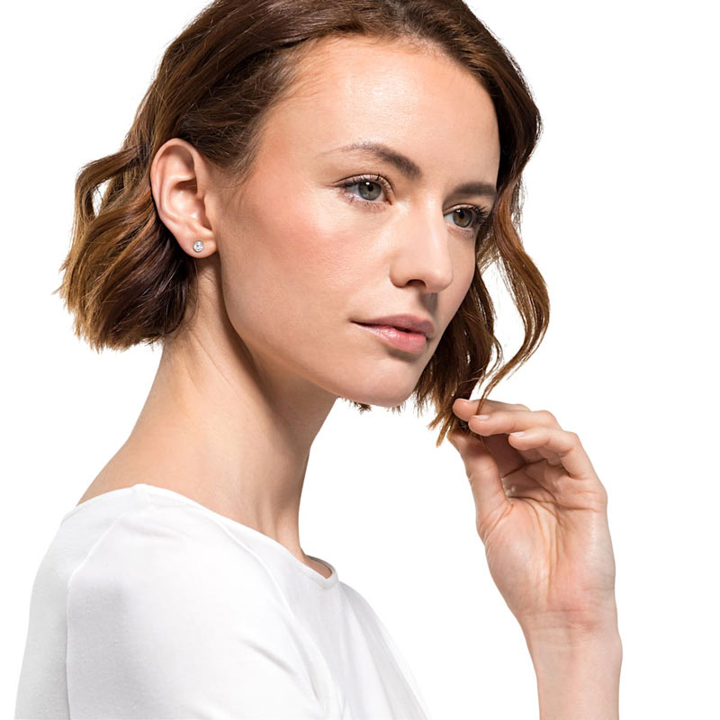 Swarovski Tennis Stud Pierced Earrings, White and Silver Tone