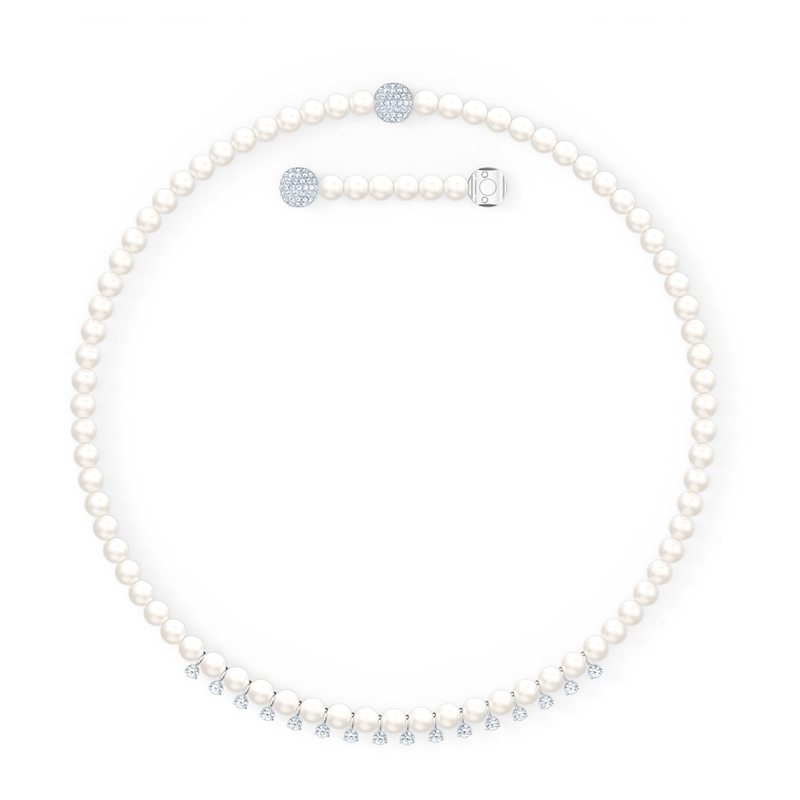 Swarovski Treasure Pearls Necklace, White and Silver Tone