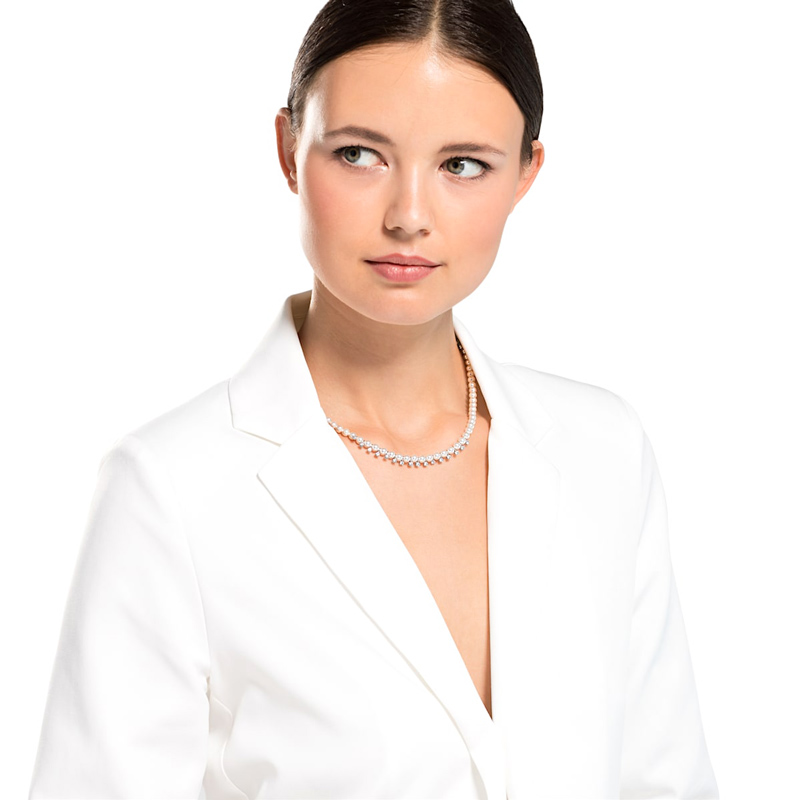 Swarovski Treasure Pearls Necklace, White and Silver Tone