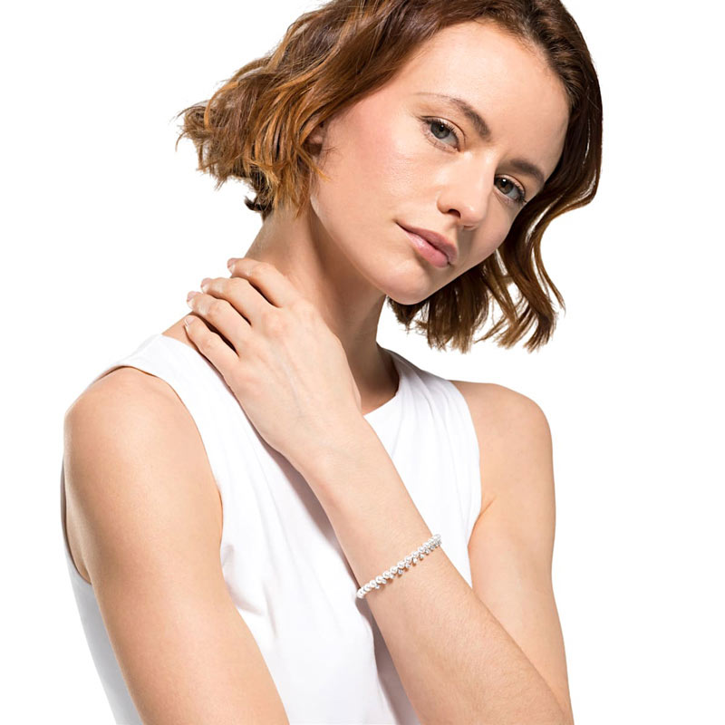 Swarovski Treasure Pearl Bracelet, White and Silver Tone
