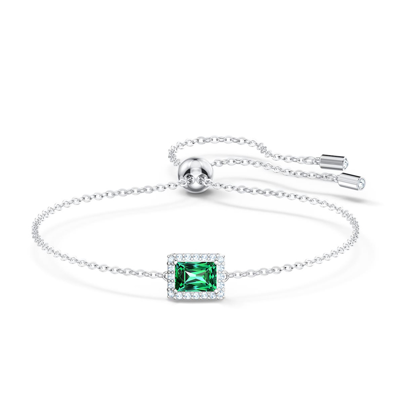 Swarovski Angelic Rectangular Bracelet, Green and Silver Tone