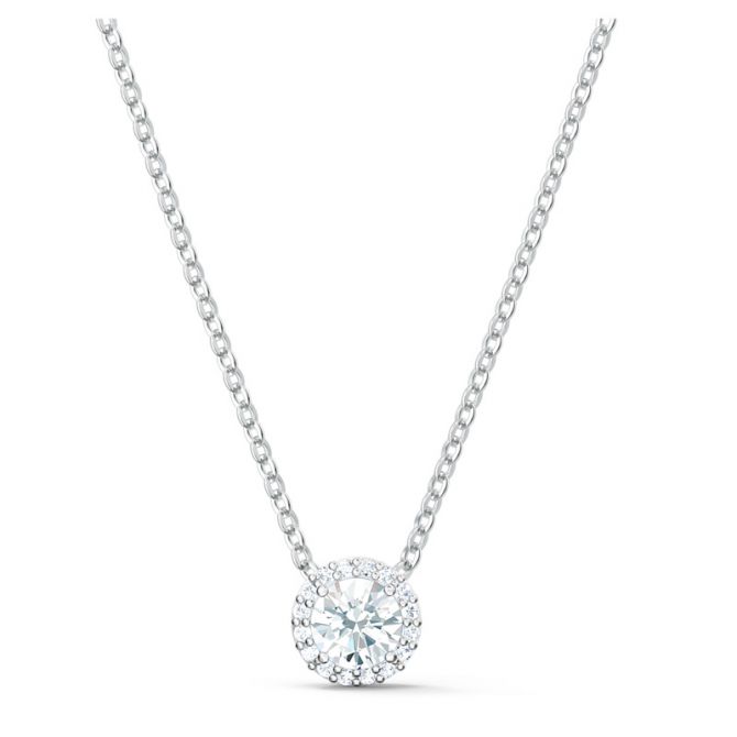 Swarovski Angelic Round Pendant, White and Silver Tone