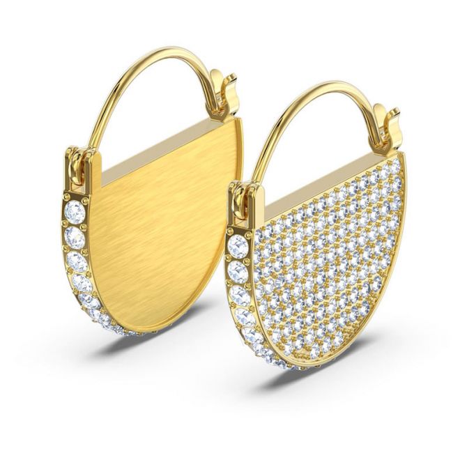 Swarovski Ginger Hoop Pierced Earrings, White and Gold Tone