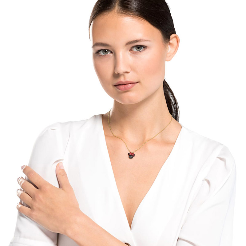 Swarovski Minnie Pendant, Black and Gold Tone